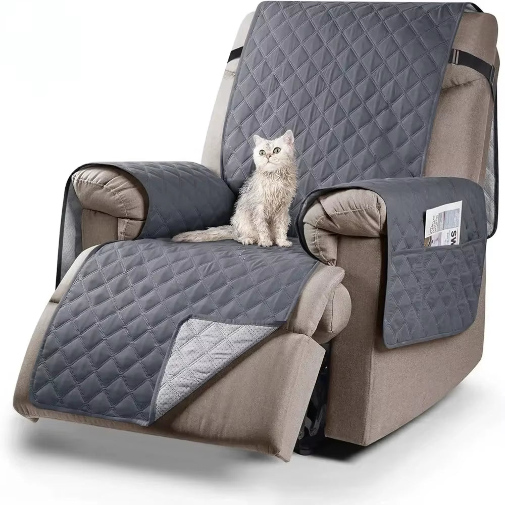 Recliner Chair Cover Waterproof Armchairs Slipcover Sofa Couch with Adjustable Elastic Strap Protector for Living Room Housmifr