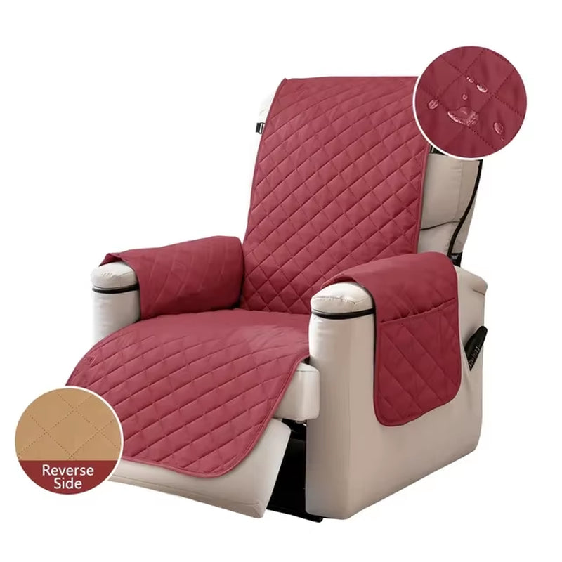 Recliner Chair Cover Waterproof Armchairs Slipcover Sofa Couch with Adjustable Elastic Strap Protector for Living Room Housmifr