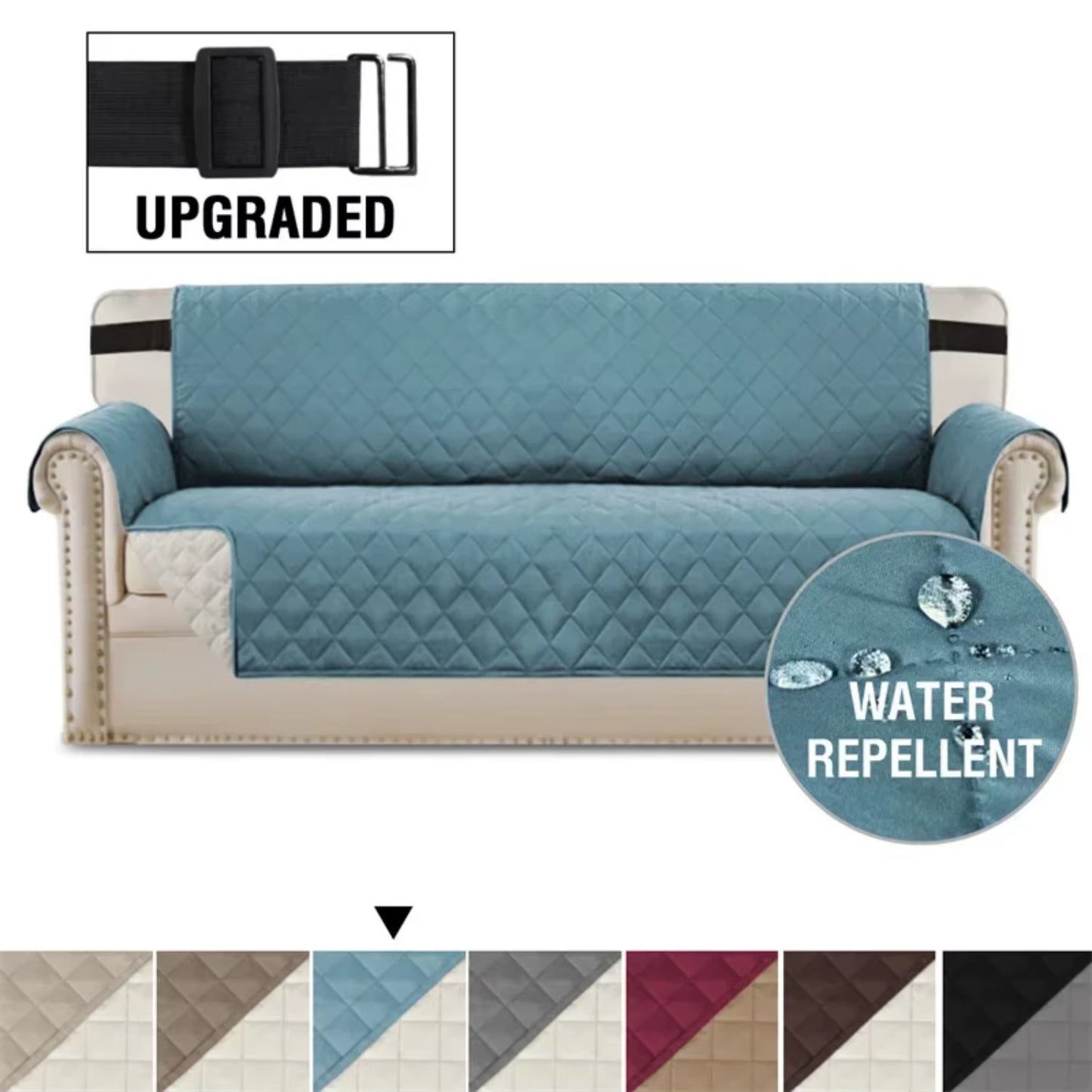Waterproof Plaid Fabric Anti-Slip Luxury Living Room Sofa Covers for 1 2 3 4 Seater Sofas - Pet Dog Sofa Mat Included - Slipcove