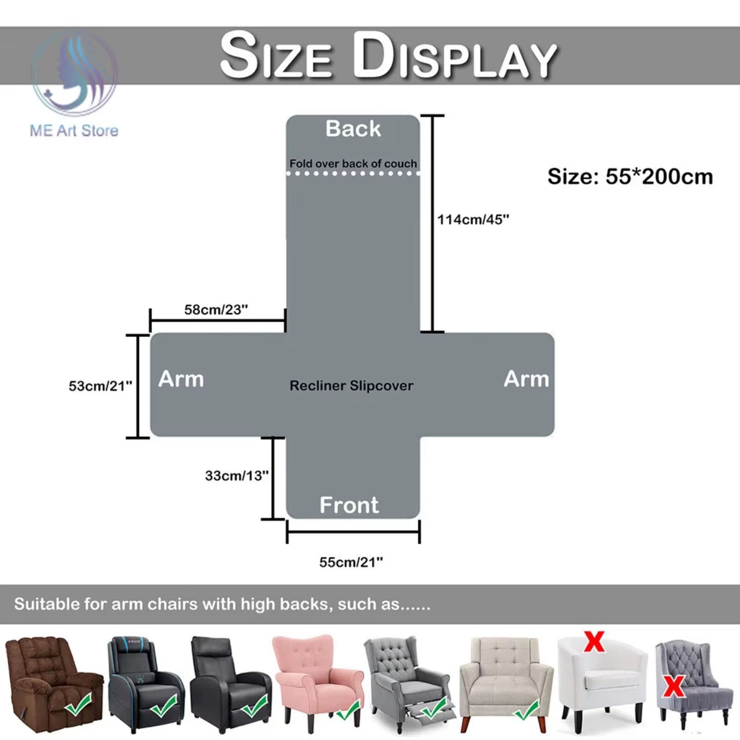 Anti-Slip Washable Recliner Sofa Cover for Dogs and Pets - Soft Couch Cushion Slipcover with Anti-Wear Armchair Protector