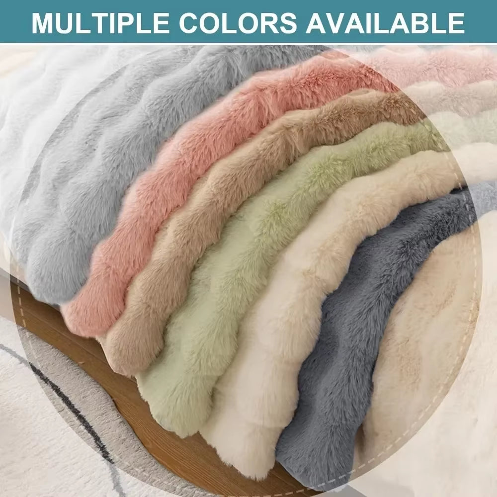 Thicken Imitation Rabbit Fur Plush Sofa Slipcover Non-Slip Soft Sofa Towel Couch Cushion for Living Room Modern Home Decor