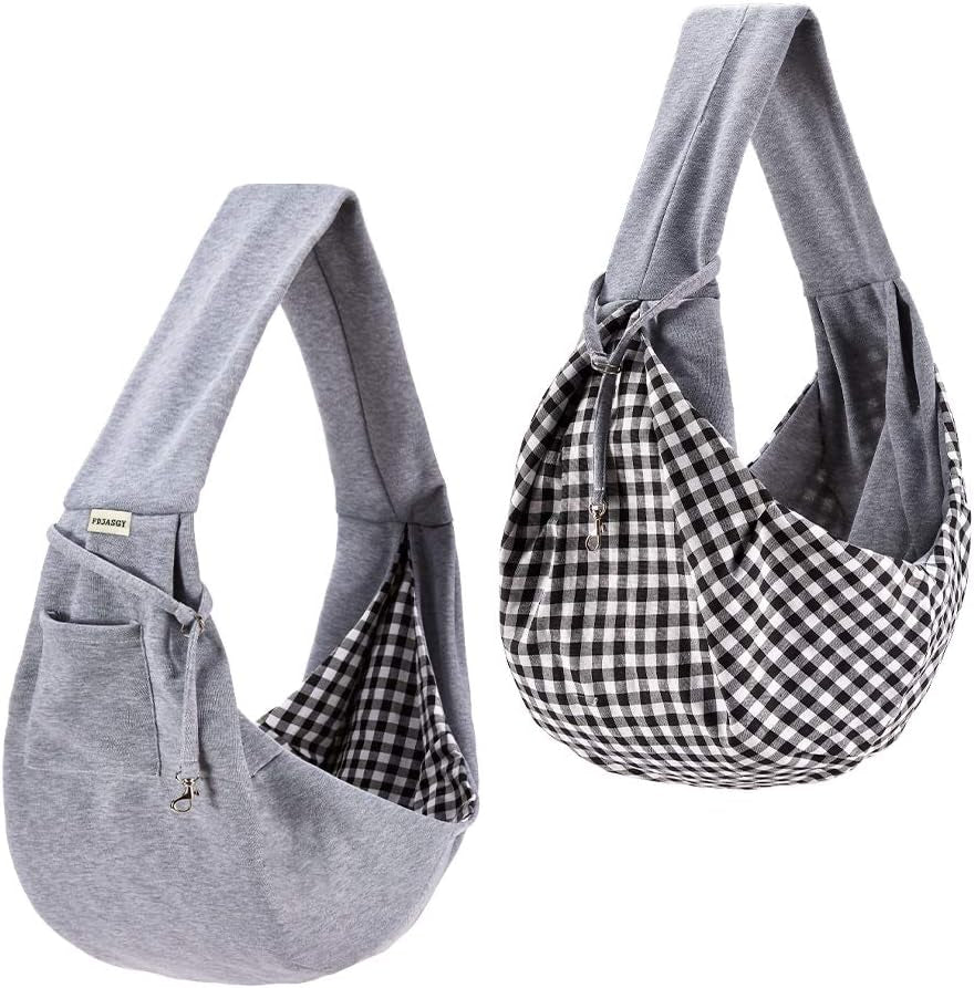 Small Pet Sling Carrier-Hands Free Reversible Pet Papoose Bag Tote Bag with a Pocket Safety Belt Dog Cat for Outdoor Travel (Charcoal Gray)