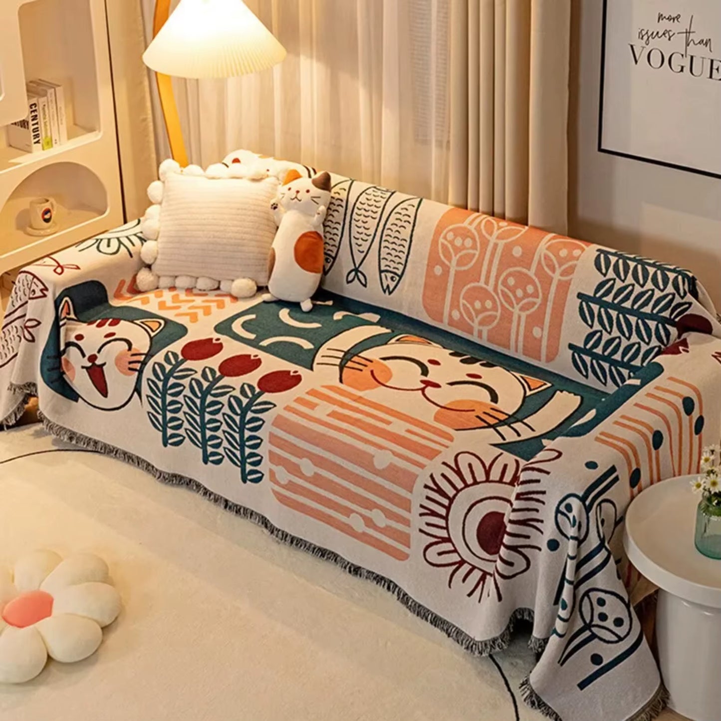 Luxury Plush Sofa Cover 180*230CM - Practical Cartoon Seat Sofa Covering for Pet Protection in Four Seasons