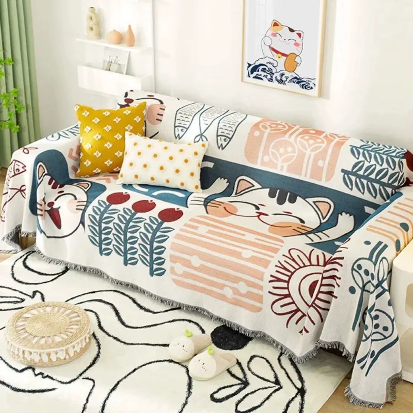 Luxury Plush Sofa Cover 180*230CM - Practical Cartoon Seat Sofa Covering for Pet Protection in Four Seasons