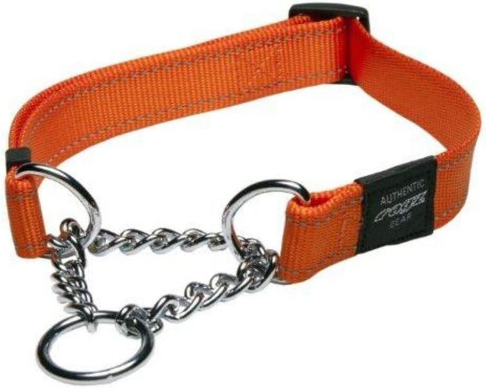 Reflective Nylon Choke Collar; Slip Show Obedience Training Gentle Choker for Medium Dogs, Orange