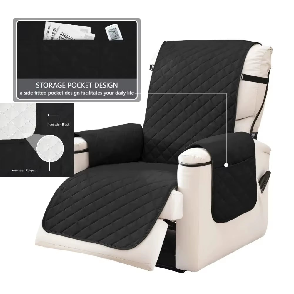 Recliner Chair Cover Waterproof Armchairs Slipcover Sofa Couch with Adjustable Elastic Strap Protector for Living Room Housmifr