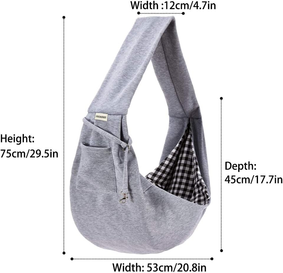 Small Pet Sling Carrier-Hands Free Reversible Pet Papoose Bag Tote Bag with a Pocket Safety Belt Dog Cat for Outdoor Travel (Charcoal Gray)