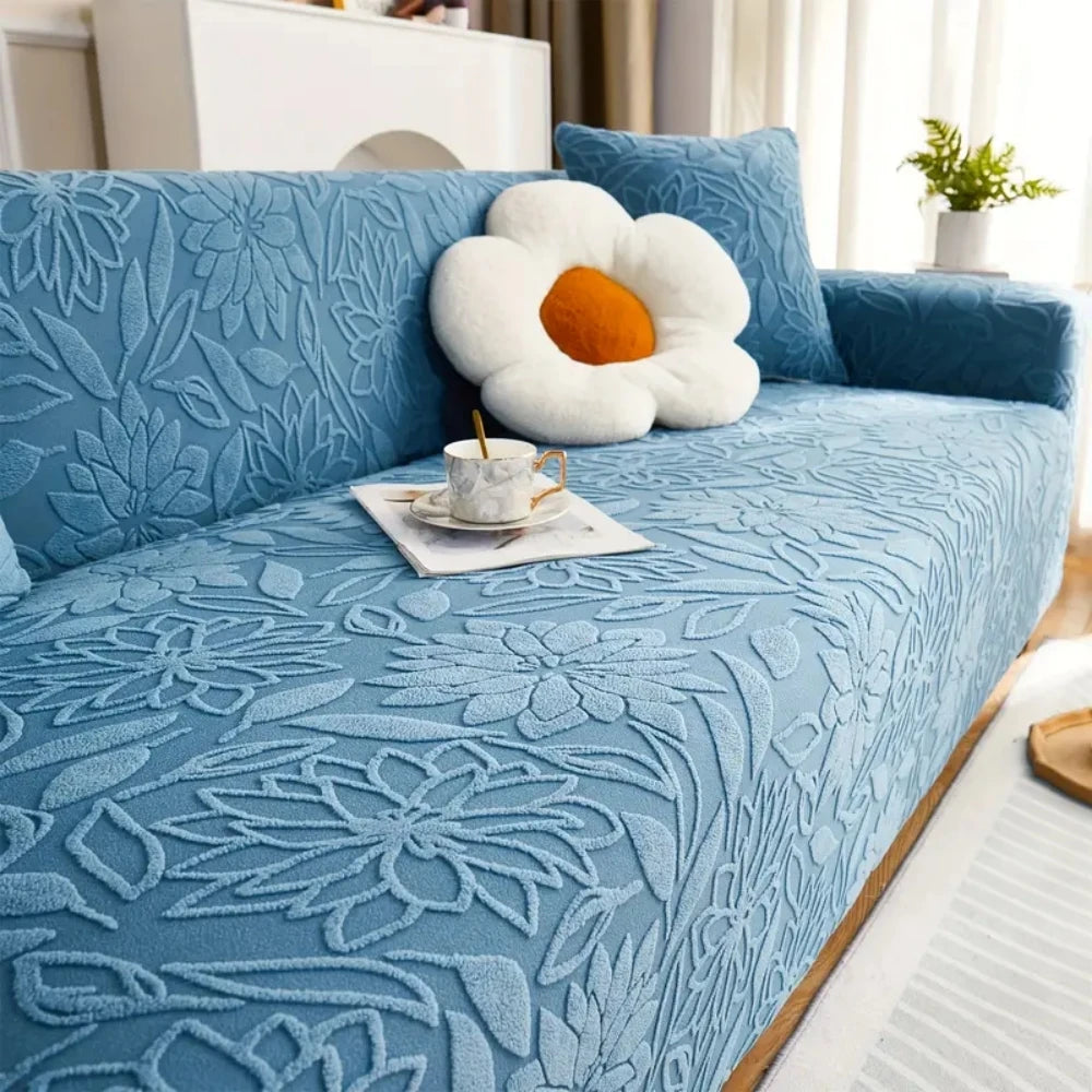 1Pc Camellia Jacquard Elastic Sofa Slipcover, Non-Slip Sofa Cover, Couch Cover Four Seasons Universal Furniture Protector Decor