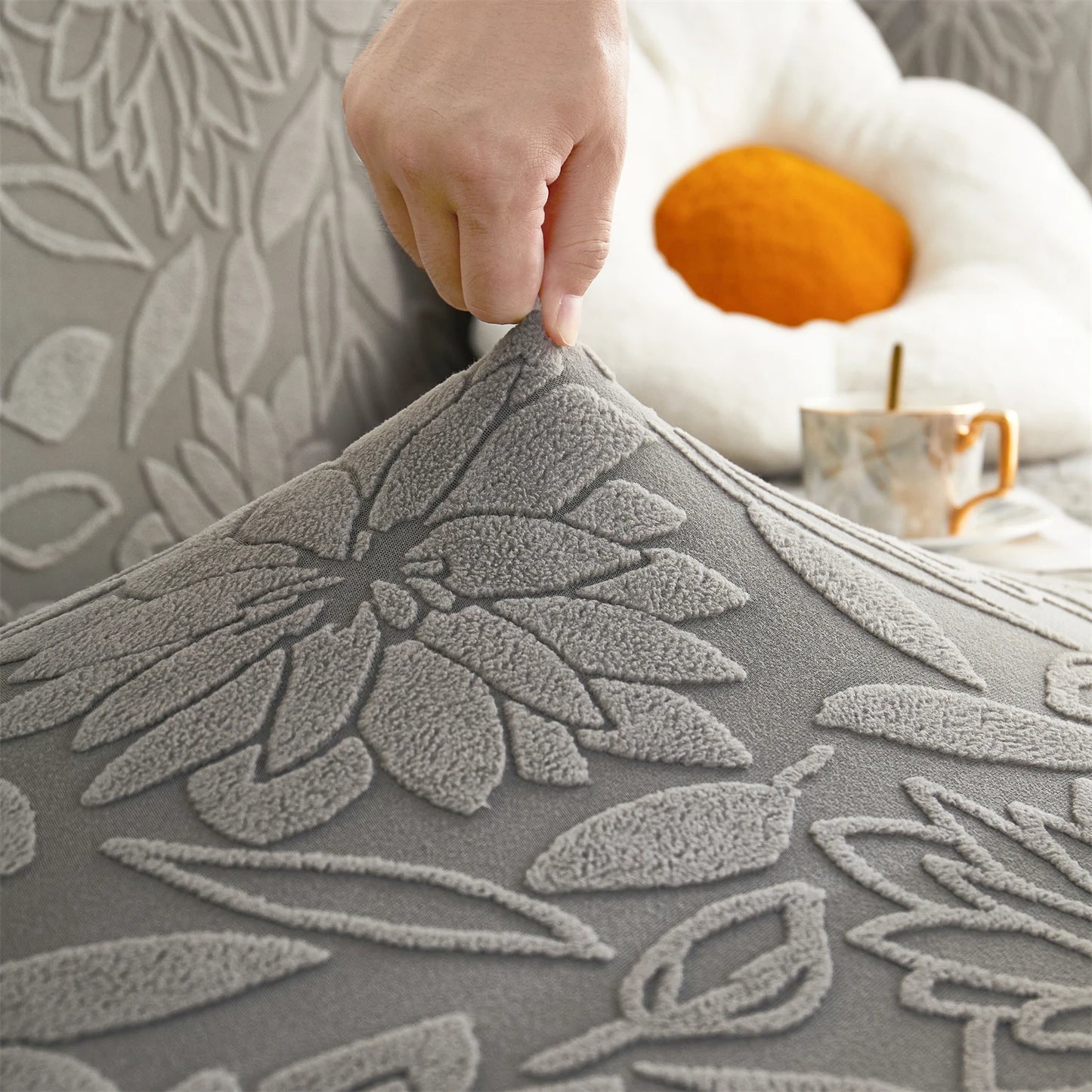 1Pc Camellia Jacquard Elastic Sofa Slipcover, Non-Slip Sofa Cover, Couch Cover Four Seasons Universal Furniture Protector Decor