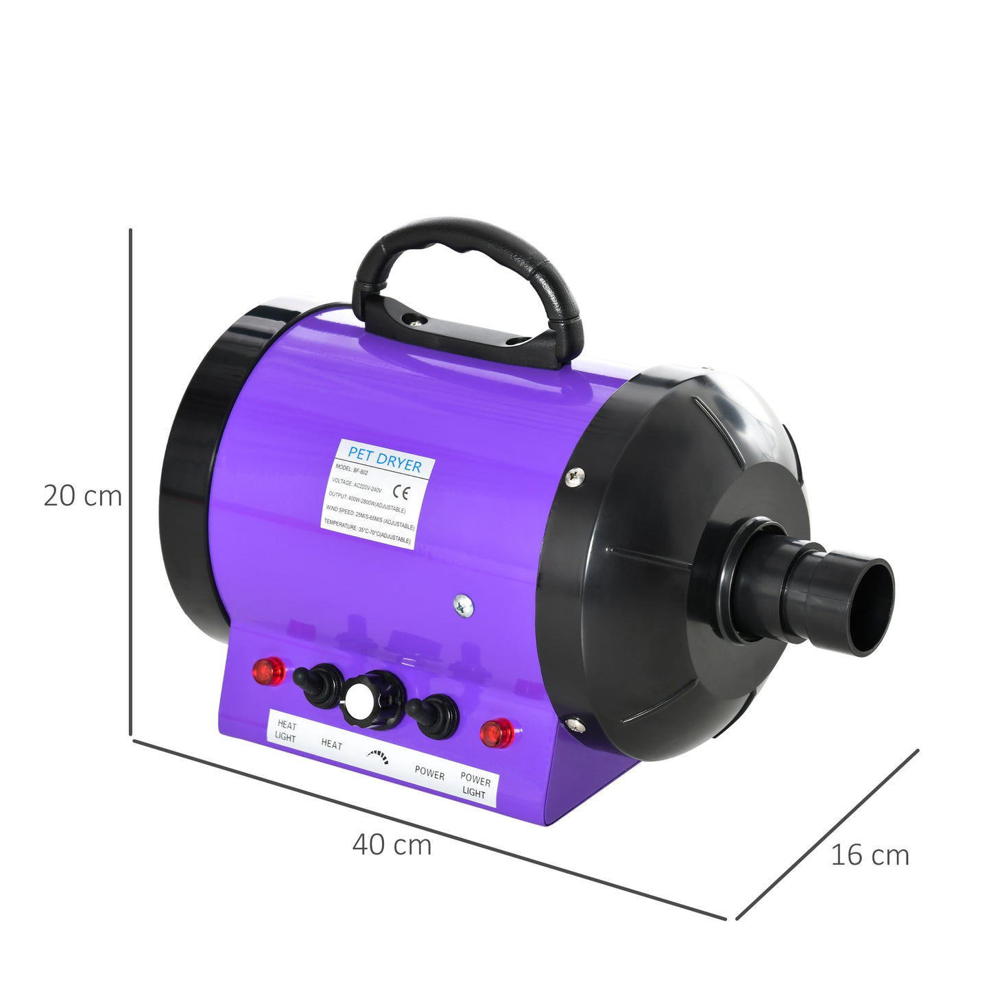 2800W Dog Hair Dryer UK – Professional Pet Grooming Blaster with Adjustable Heat, Water Blower & 3 Nozzles for Dogs and Cats