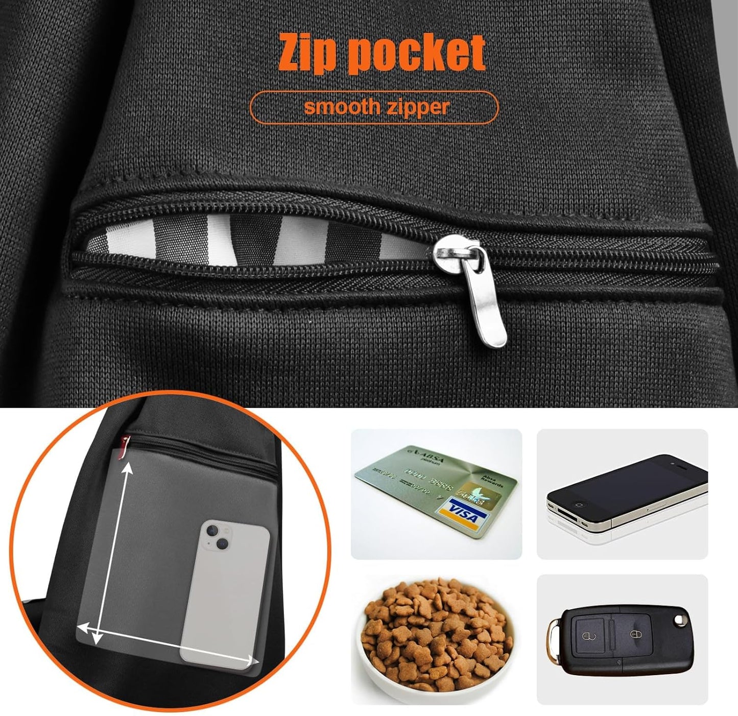 Dog Carrier Sling - Pet Carrier for Small Dogs and Cats, Adjustable Strap, Zip Pocket, Snap Closure for Pets (Black, S - Adjustable Strap Eu)