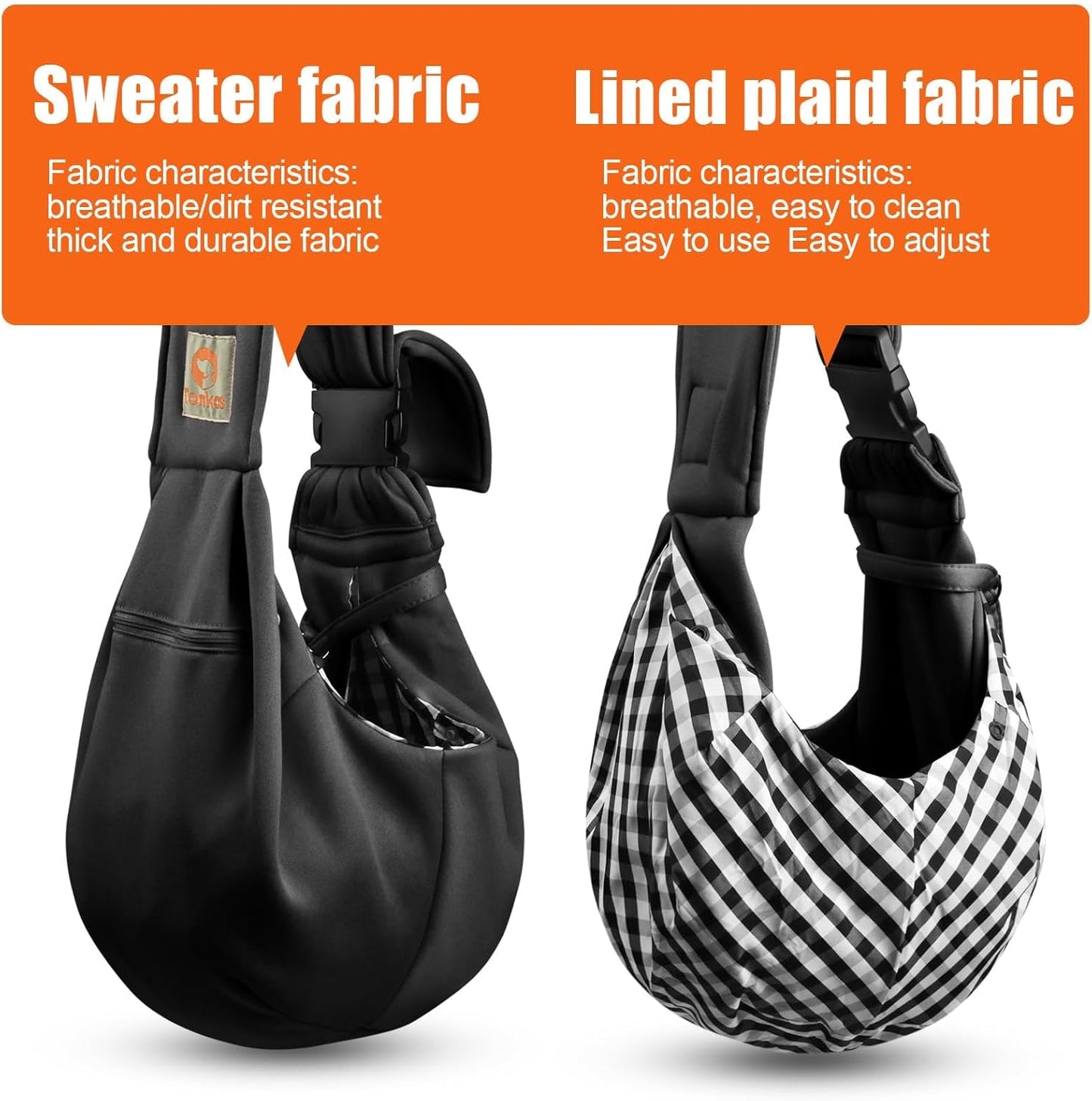 Dog Carrier Sling - Pet Carrier for Small Dogs and Cats, Adjustable Strap, Zip Pocket, Snap Closure for Pets (Black, S - Adjustable Strap Eu)