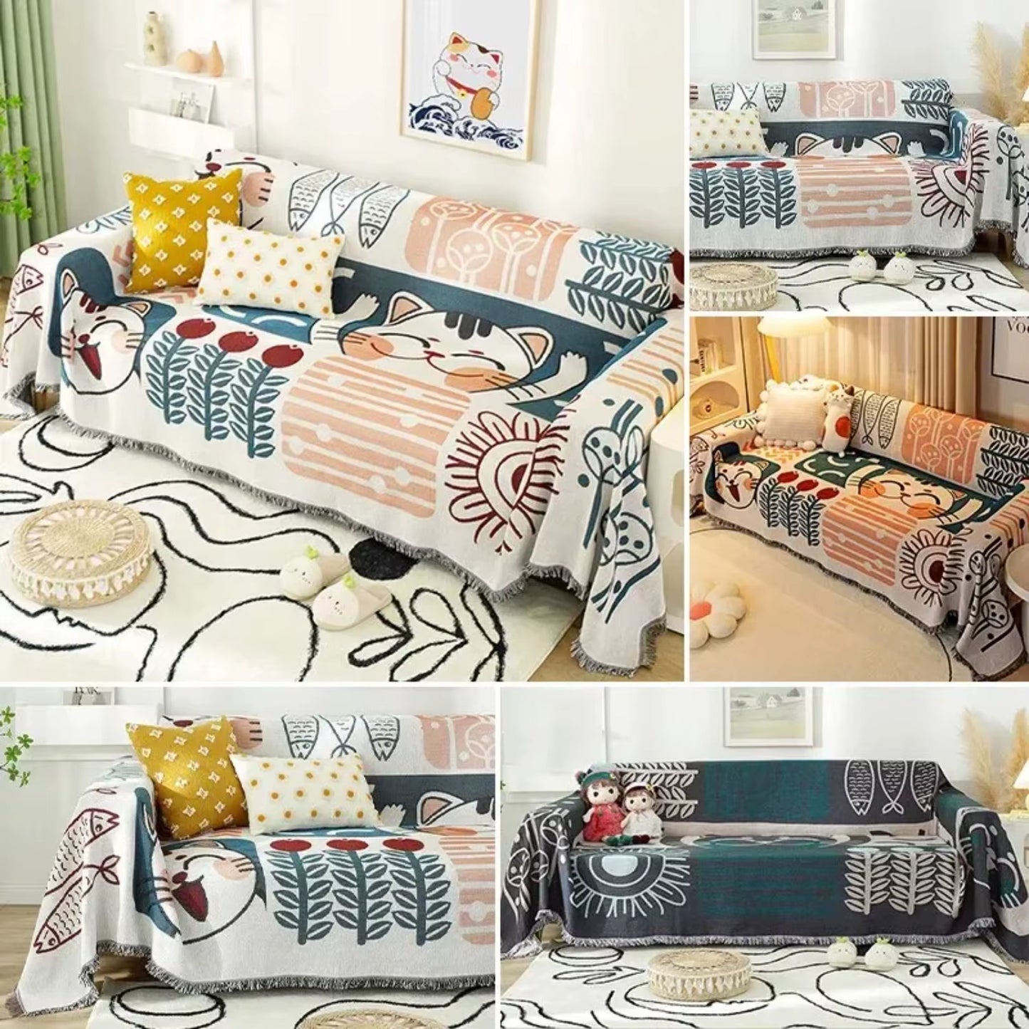 Luxury Plush Sofa Cover 180*230CM - Practical Cartoon Seat Sofa Covering for Pet Protection in Four Seasons