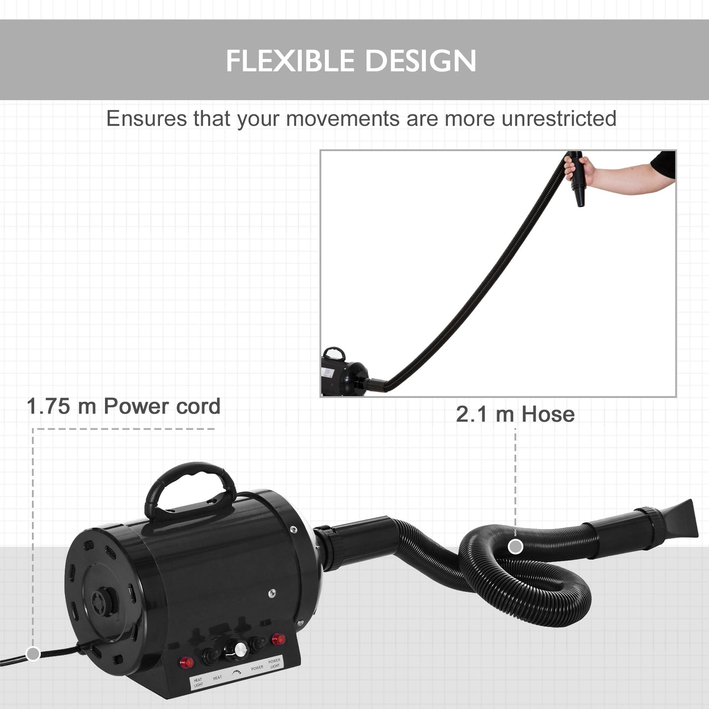 2800W Dog Hair Dryer for Pets - Powerful Pet Grooming Blaster with Water Blower UK