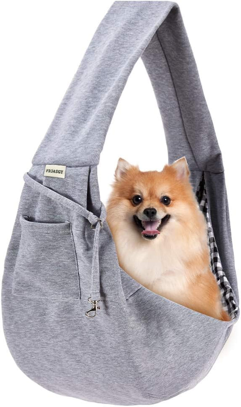 Small Pet Sling Carrier-Hands Free Reversible Pet Papoose Bag Tote Bag with a Pocket Safety Belt Dog Cat for Outdoor Travel (Charcoal Gray)