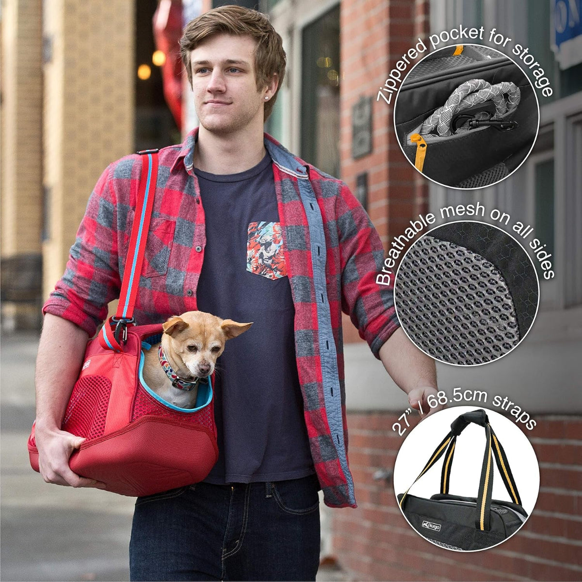 Explorer Carrier, Carrier Bag for Small Dogs and Cats, Waterproof Bottom, Lightweight, Large-Black