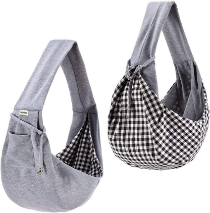 Small Pet Sling Carrier-Hands Free Reversible Pet Papoose Bag Tote Bag with a Pocket Safety Belt Dog Cat for Outdoor Travel (Charcoal Gray)
