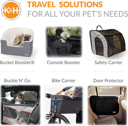 Pet Products Portable Console Booster Dog Car Seat & Carrier for Small Dogs & Cats, Luxury Car Seat for Center Car Armrest Includes Safety Tether - Charcoal 10 X 15 X 9.5 Inches