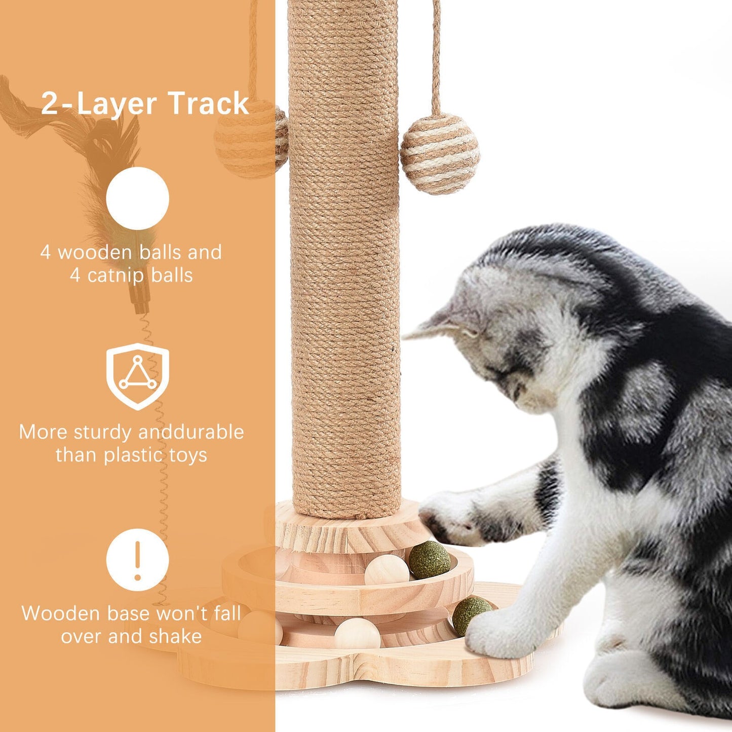 Tall Cat Scratching Post Cats Tree Scratcher Kitten Scratch Post Play Track Ball