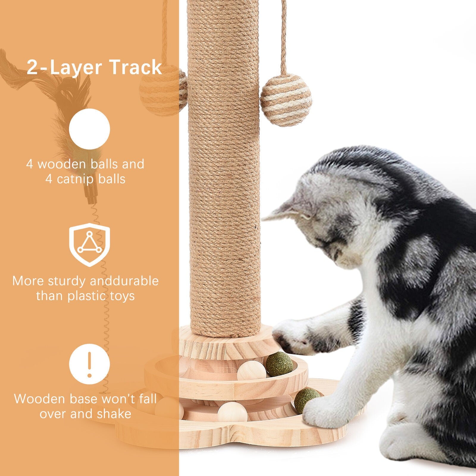 Tall Cat Scratching Post Cats Tree Scratcher Kitten Scratch Post Play Track Ball