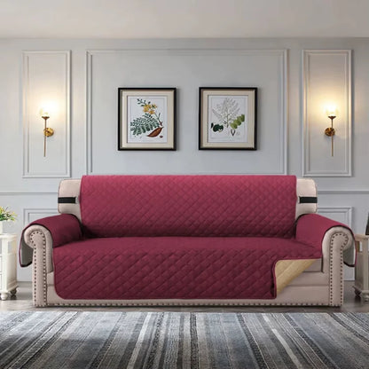 Waterproof Plaid Fabric Anti-Slip Luxury Living Room Sofa Covers for 1 2 3 4 Seater Sofas - Pet Dog Sofa Mat Included - Slipcove