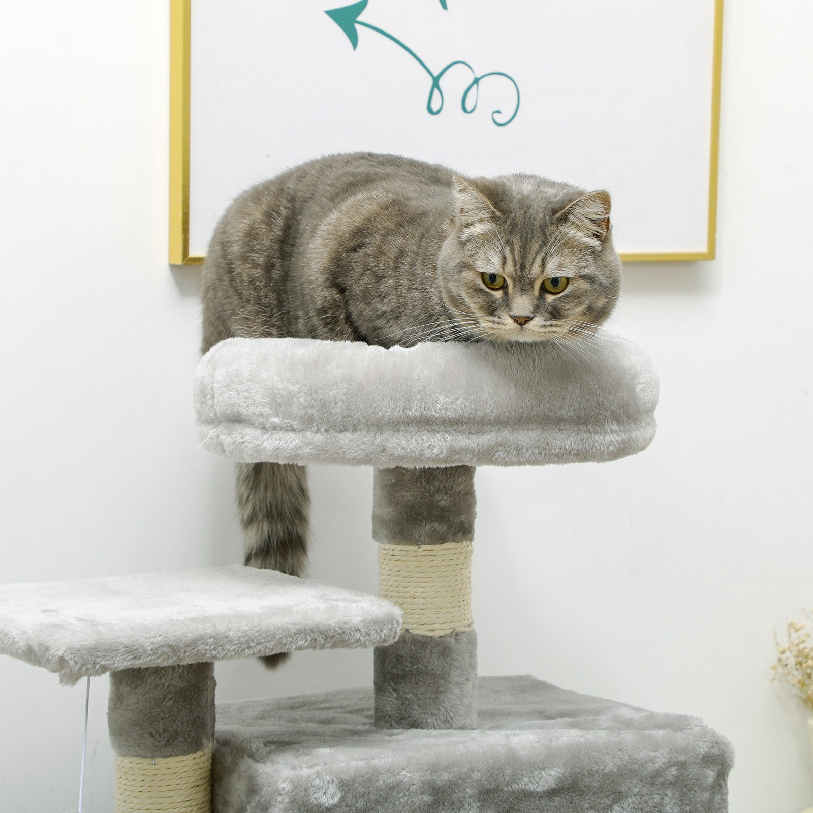 Cat Tree, 132Cm Tall Cat Activity Centre with Scratching Posts, Cat House, Grey
