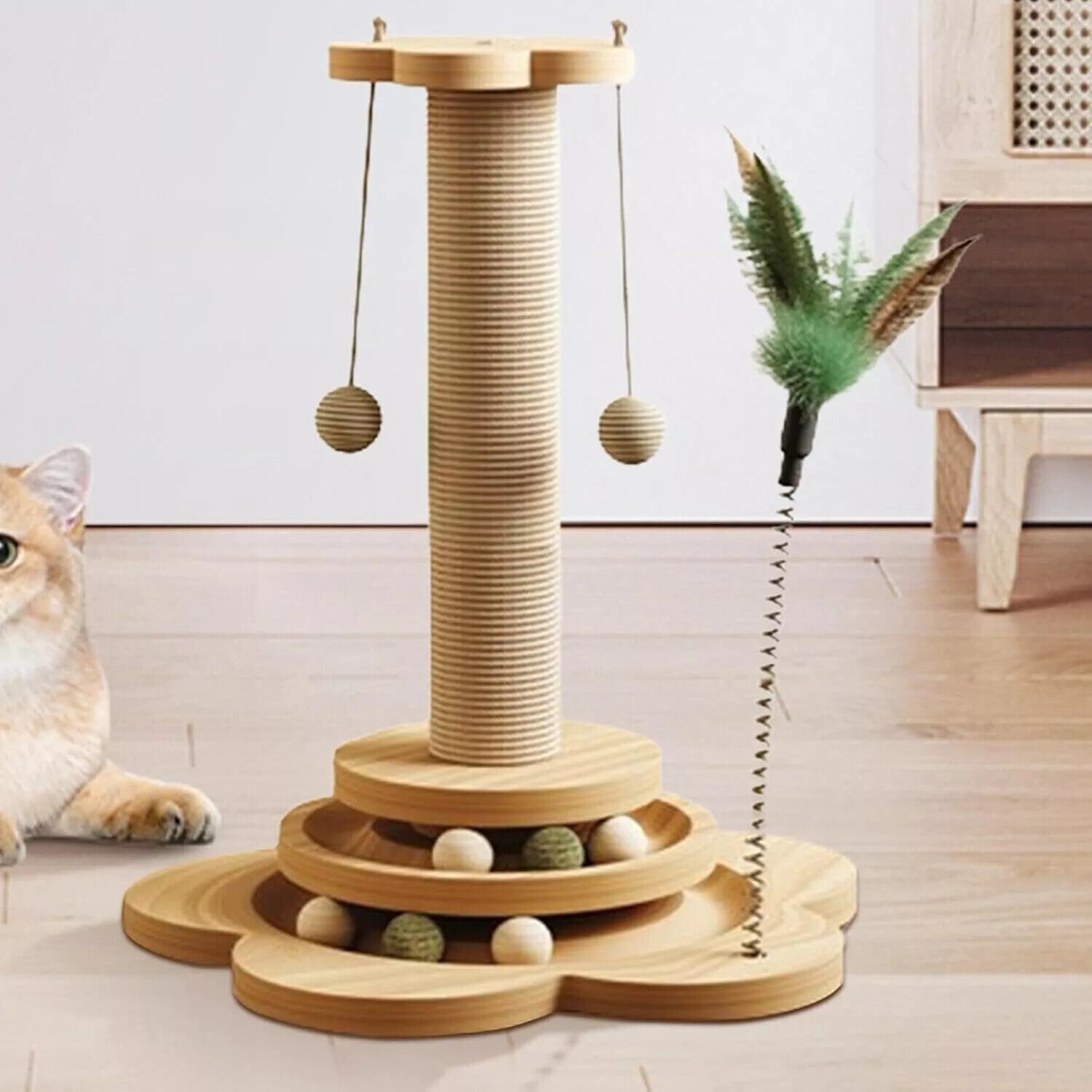 Tall Cat Scratching Post Cats Tree Scratcher Kitten Scratch Post Play Track Ball