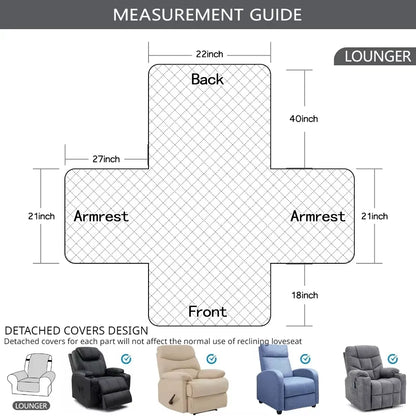 Recliner Chair Cover Waterproof Armchairs Slipcover Sofa Couch with Adjustable Elastic Strap Protector for Living Room Housmifr