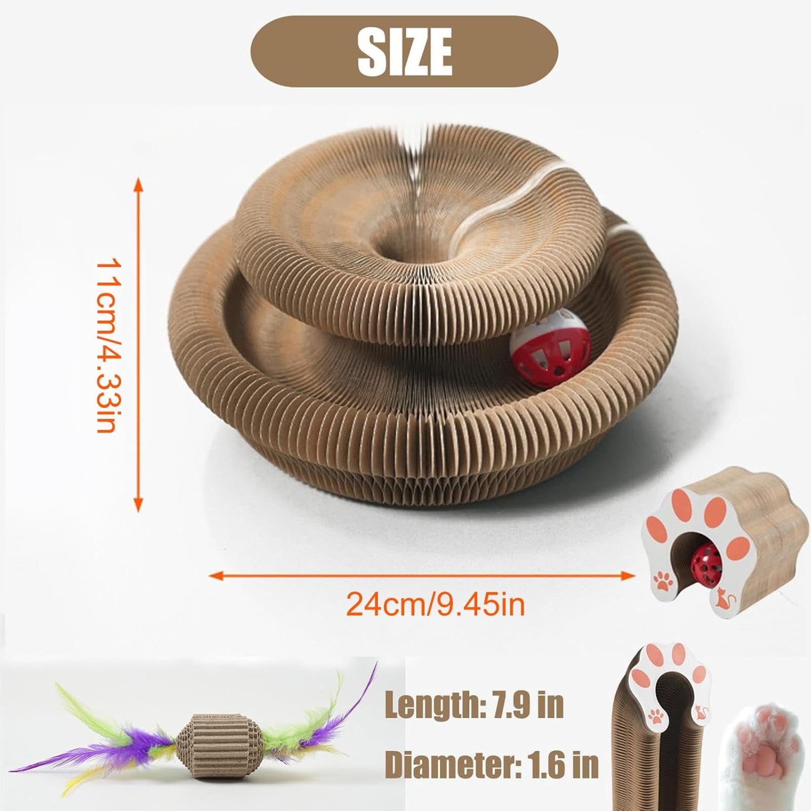 Kitty Kurlz Cat Toy Cat Accordion Magic Organ Cat Scratching Board Toy Ball UK