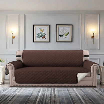 Waterproof Plaid Fabric Anti-Slip Luxury Living Room Sofa Covers for 1 2 3 4 Seater Sofas - Pet Dog Sofa Mat Included - Slipcove