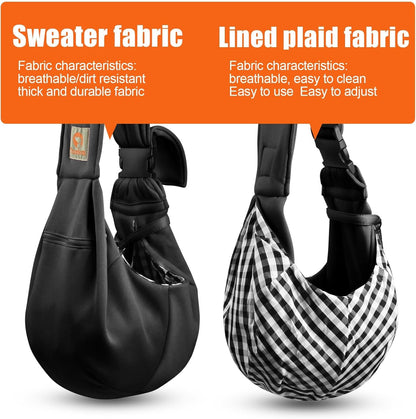 Dog Carrier Sling - Pet Carrier for Small Dogs and Cats, Adjustable Strap, Zip Pocket, Snap Closure for Pets (Black, S - Adjustable Strap Eu)