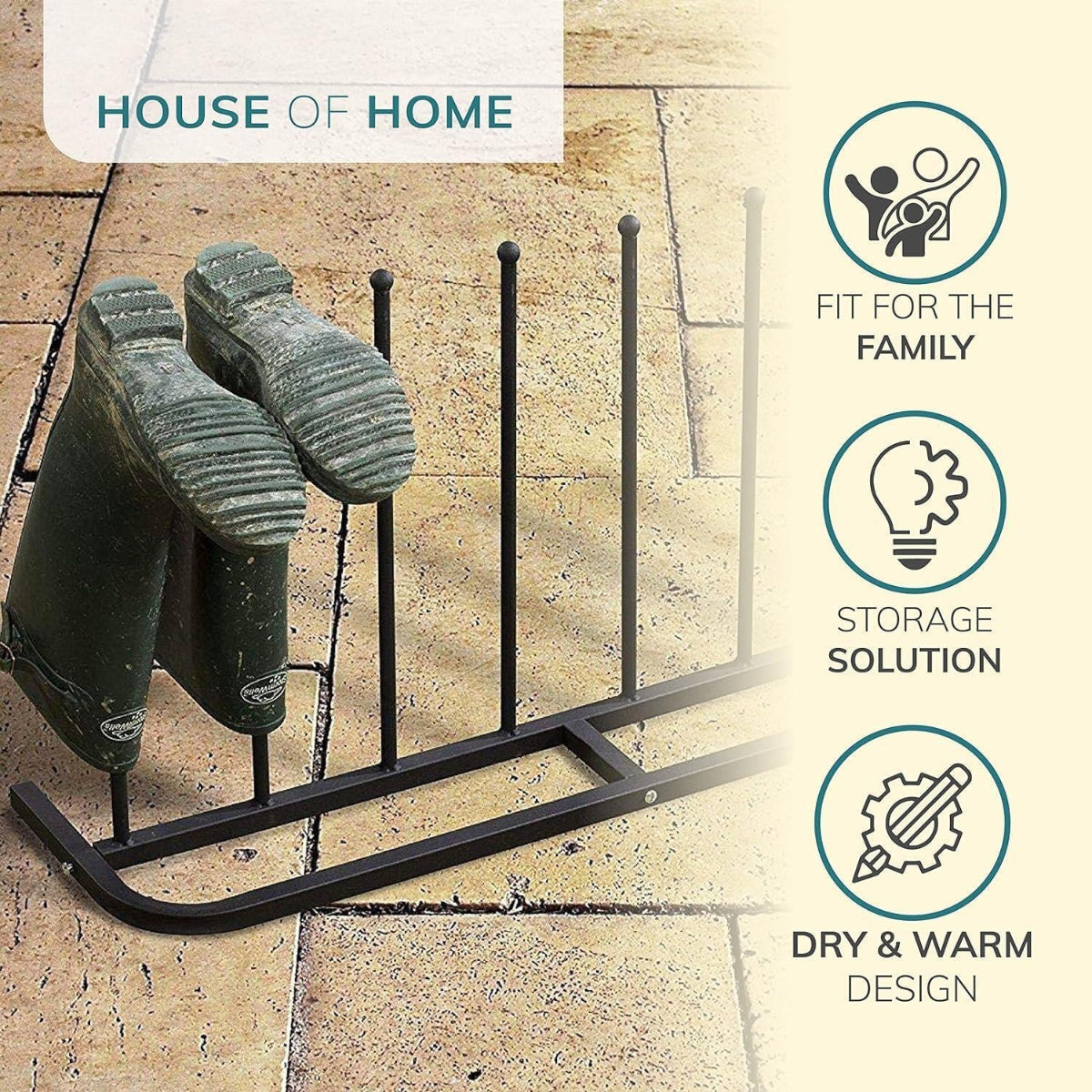 Welly Stand 4 Pair Boot Shoe Storage Organiser Rank Indoor Outdoor Space Saver