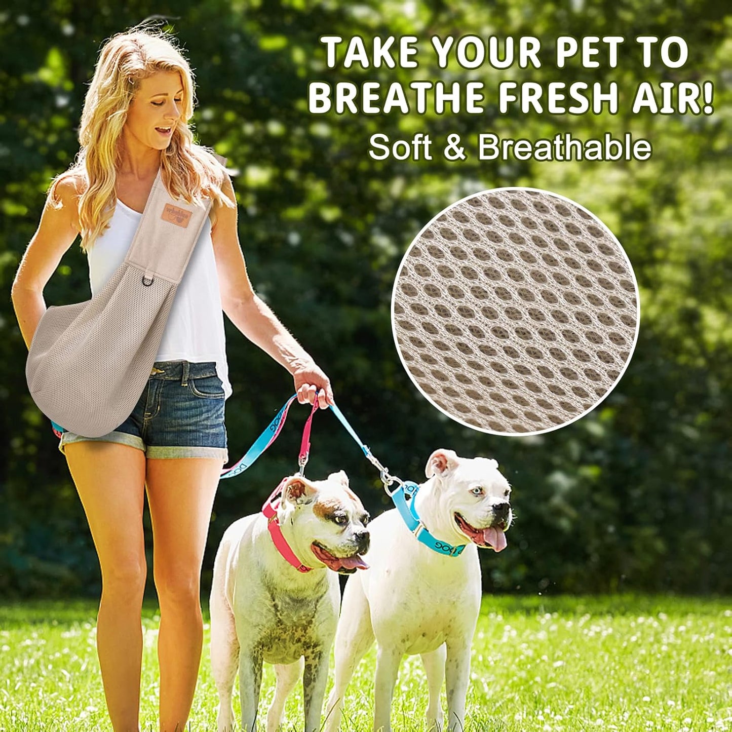Dog Carrier for Small Dogs, Puppy Sling Carrier with Adjustable Strap Soft Cotton Dog Carrier Bag Dog Sling Carriers with Pocket for Travel Outdoor (Light Orange)