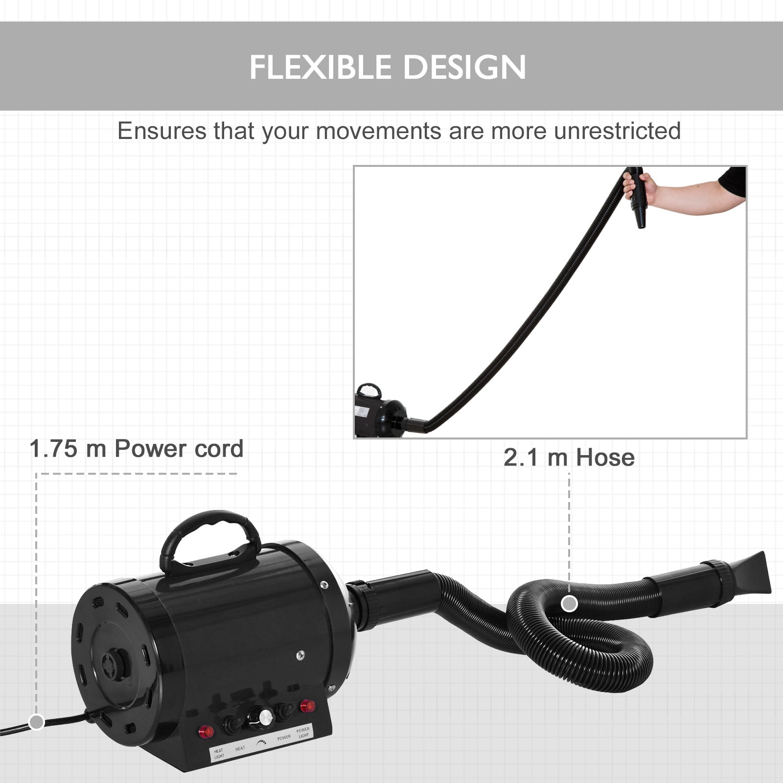 2800W Dog Hair Dryer for Pets - Powerful Pet Grooming Blaster with Water Blower UK